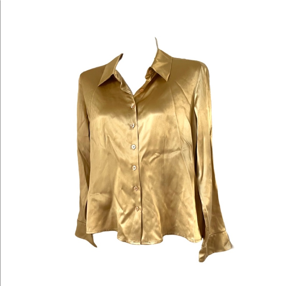 100% silk gold blouse shirt 6